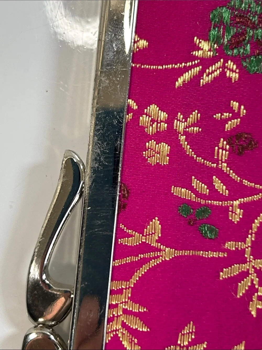 Vintage Floral Motif with Brocade Evening Clutch Bag